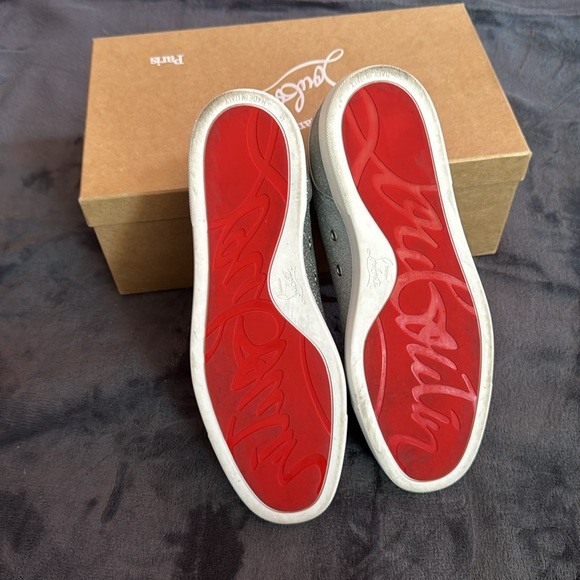 Christian Louboutin Louis Junior Pik Strass Silver Sneaker - Picture 4 of 7